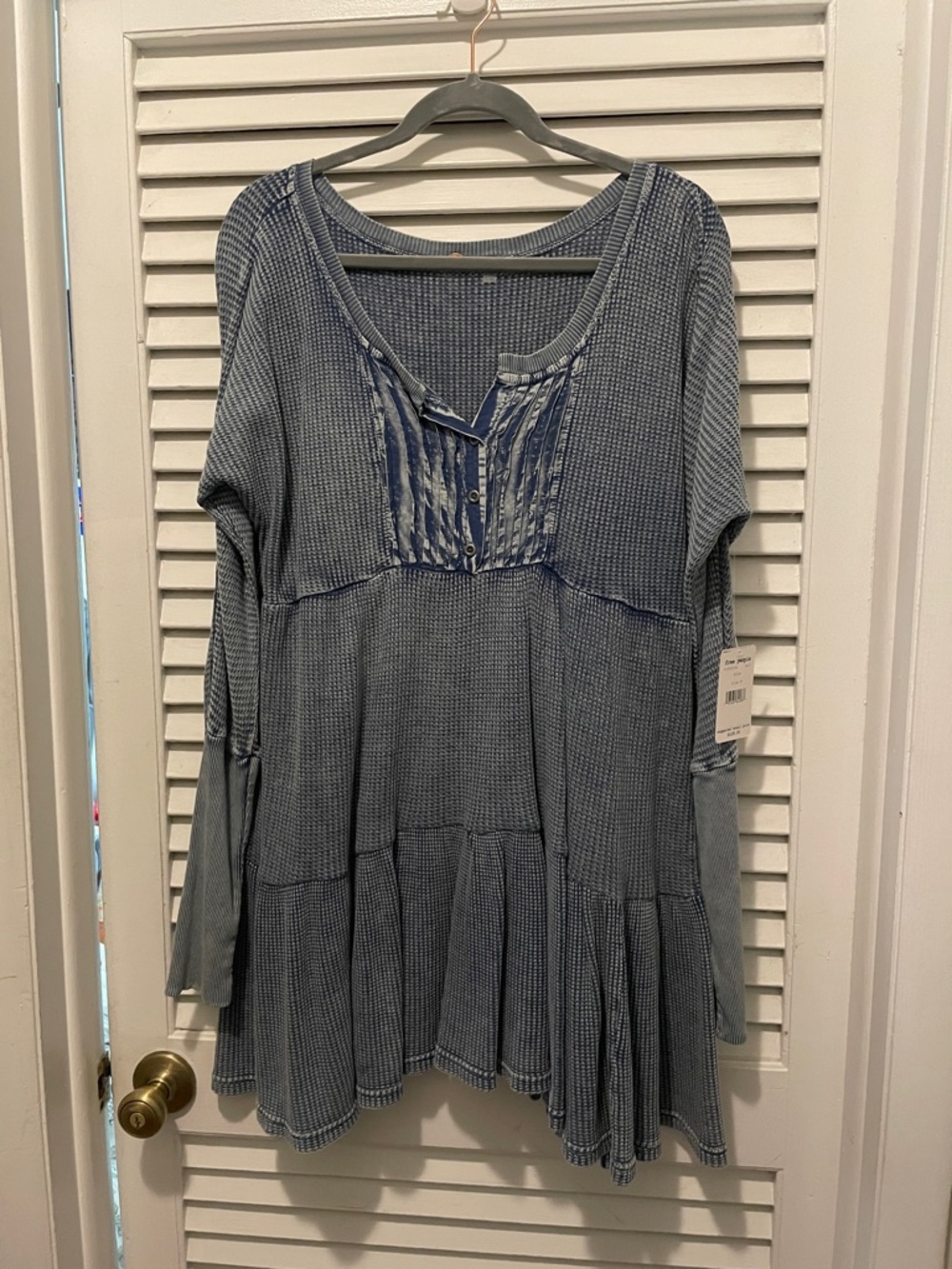 FREE PEOPLE Light Blue Women's Long-Sleeve Dress